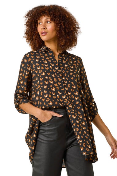Roman Black Abstract Spot Print Shirt