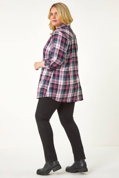 Roman Pink Curve Metallic Checkered Overshirt