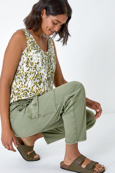 Roman Khaki Abstract Spot Print Button Vest