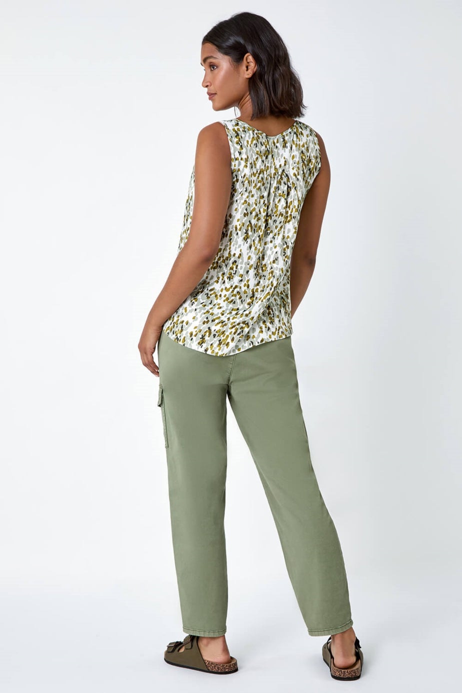 Roman Khaki Abstract Spot Print Button Vest