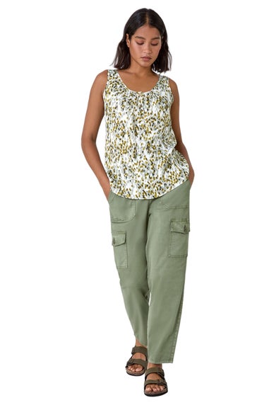 Roman Khaki Abstract Spot Print Button Vest