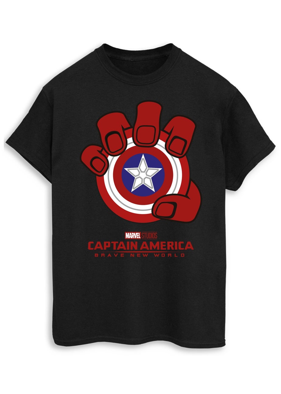 Marvel Captain America Brave New World Shield Black T-Shirt