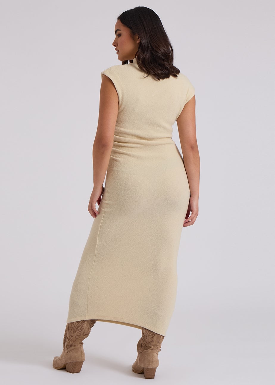 Urban Bliss Brushed Cream Jersey Maxi Ruched Dress