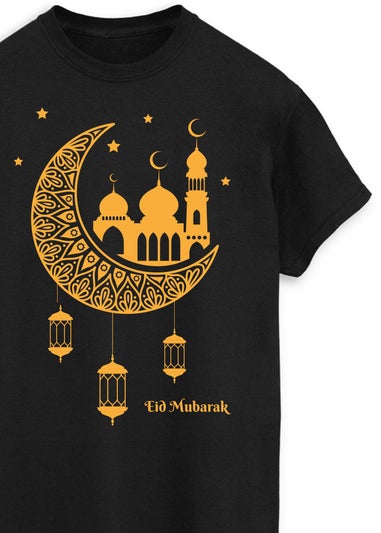 Brands In Eid Mosque Lanterns Black Boyfriend Fit Graphic T-Shirt