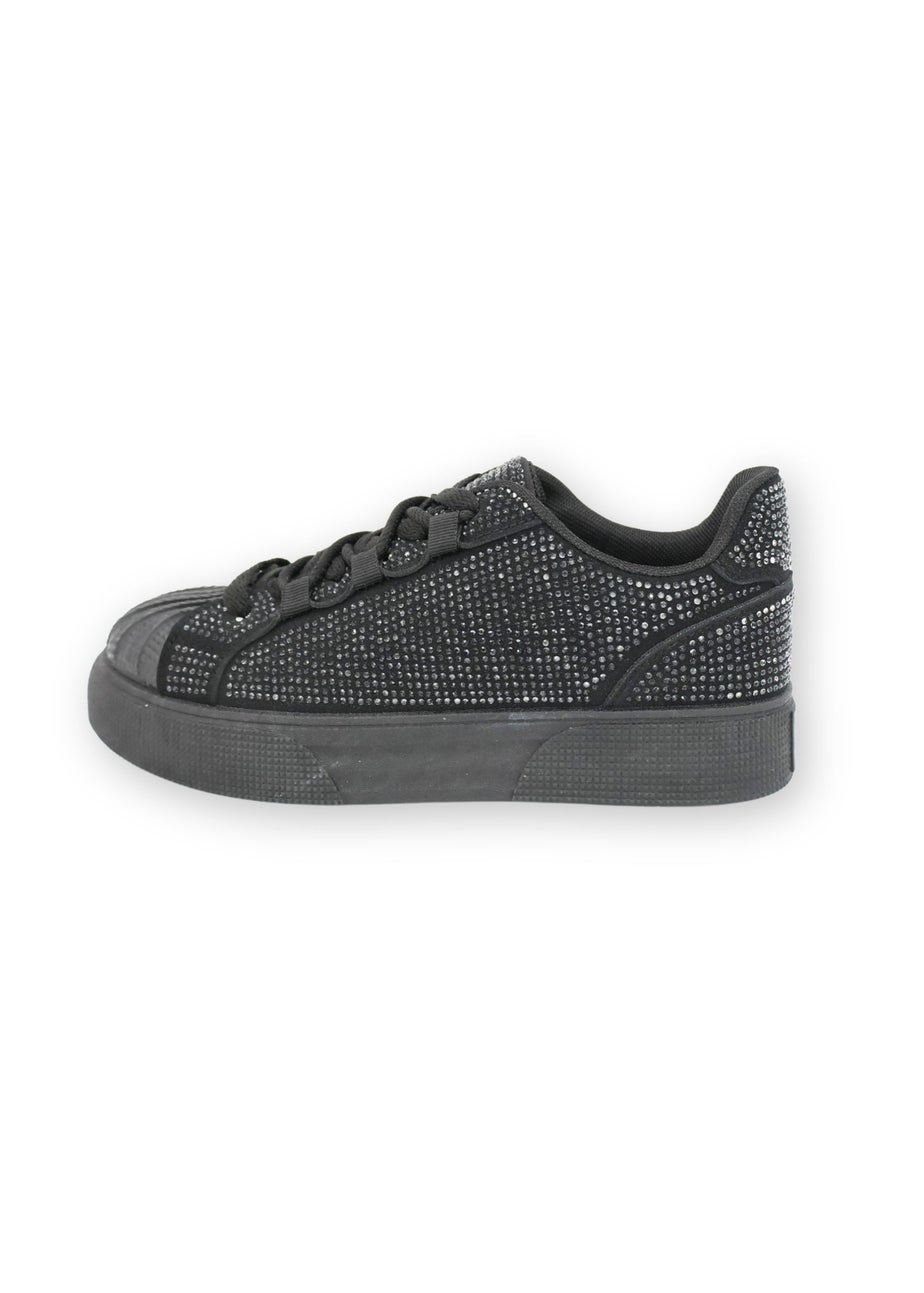 Love Lemonade Black Sparkly Crystal Eternal Trainers