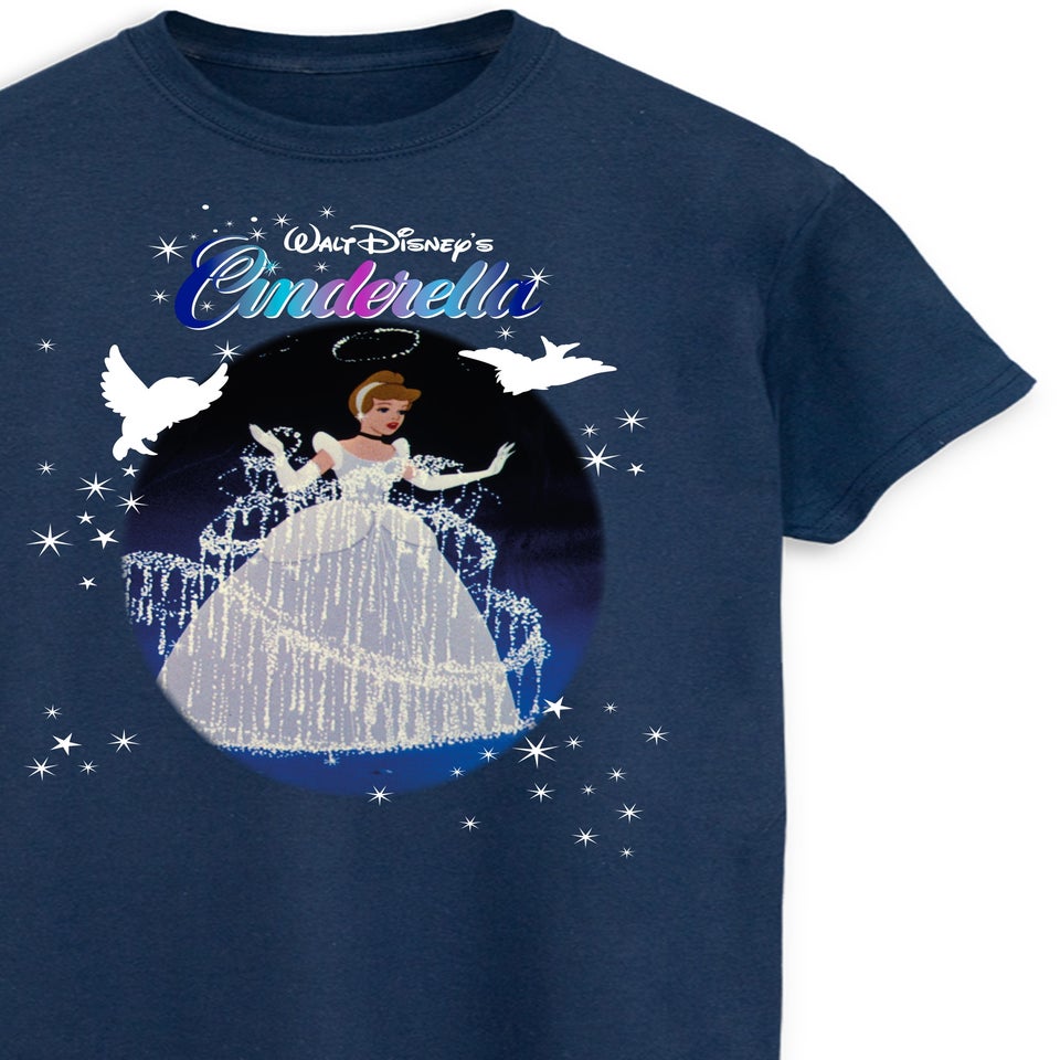 Disney Cinderella Sparkle Navy Boyfriend Fit Graphic T-Shirt