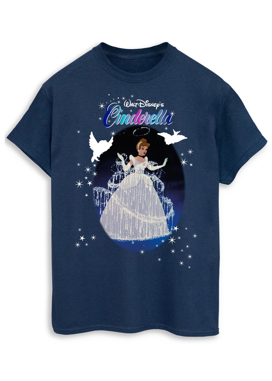 Disney Cinderella Sparkle Navy Boyfriend Fit Graphic T-Shirt