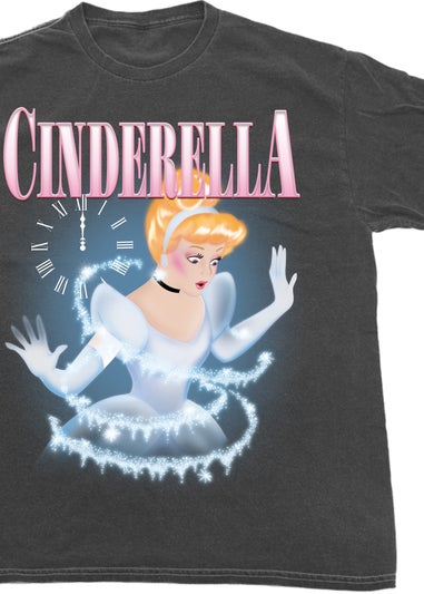 Disney Cinderella Transformation Charcoal Washed Boyfriend Fit Graphic T-Shirt