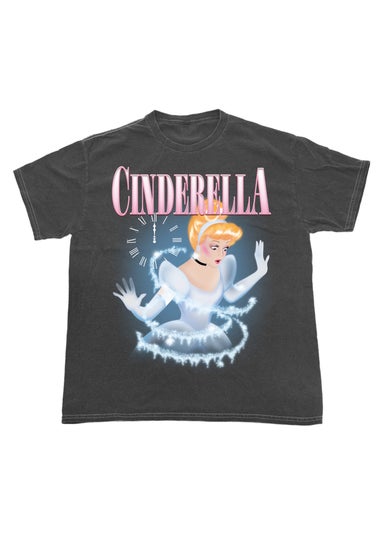 Disney Cinderella Transformation Charcoal Washed Boyfriend Fit Graphic T-Shirt