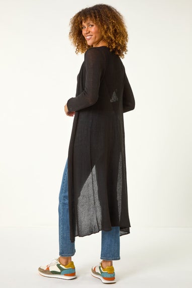 Roman Black Waterfall Knit Longline Cardigan