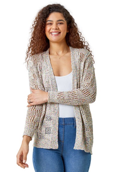 Roman Multi Tape Knit Cotton Blend Cardigan