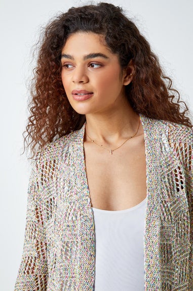 Roman Multi Tape Knit Cotton Blend Cardigan