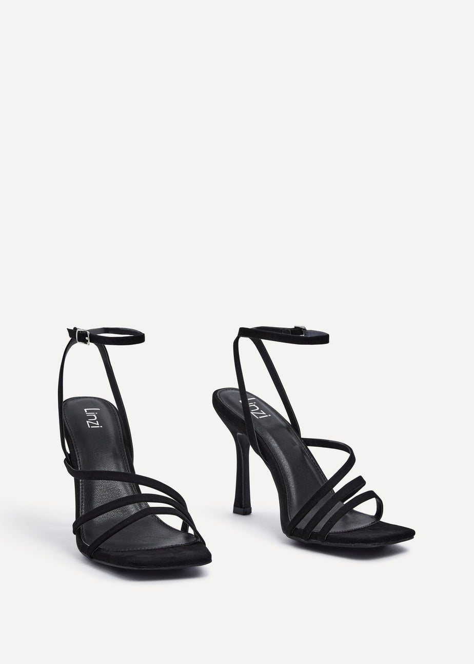 Linzi Scarlett Black Faux Suede Strappy Heel Sandal