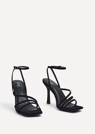 Linzi Scarlett Black Faux Suede Strappy Heel Sandal