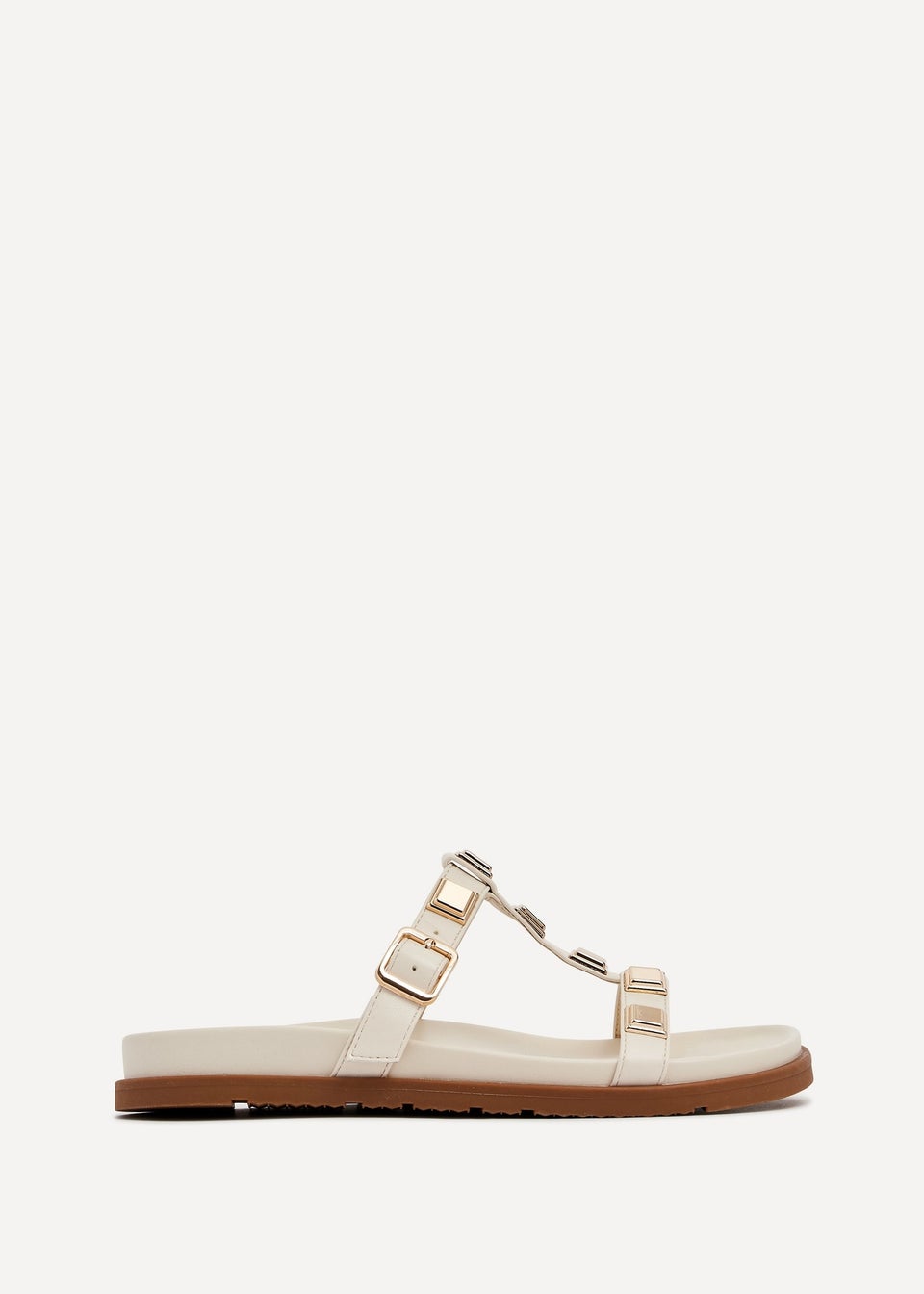 Linzi Alert Ivory Studded Slip On Sandals