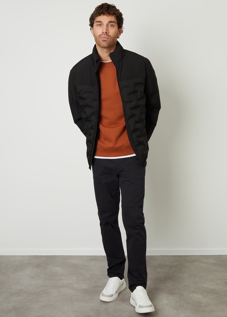 Threadbare Black Quilted Panel Funnel Neck Jacket