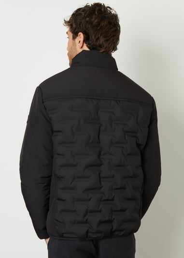 Threadbare Black Quilted Panel Funnel Neck Jacket