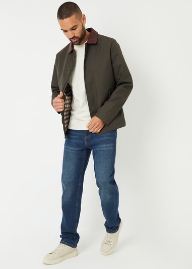 Threadbare Khaki Showerproof Corduroy Collar Jacket