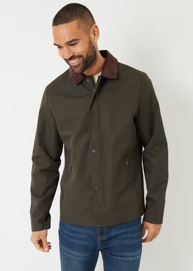 Threadbare Khaki Showerproof Corduroy Collar Jacket