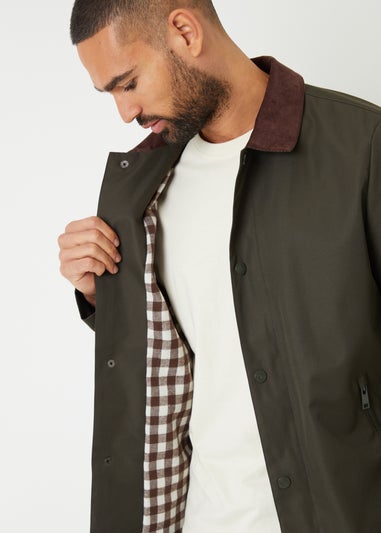 Threadbare Khaki Showerproof Corduroy Collar Jacket