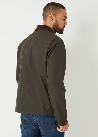 Threadbare Khaki Showerproof Corduroy Collar Jacket