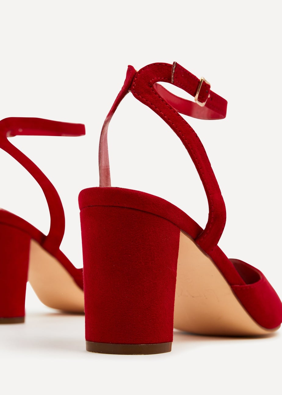 Linzi Carrie Red Faux Suede Mid Height Court Shoe
