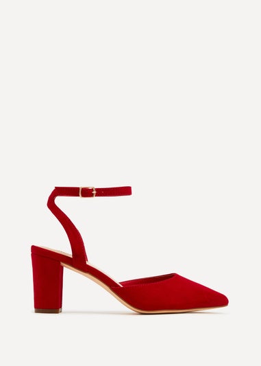 Linzi Carrie Red Faux Suede Mid Height Court Shoe