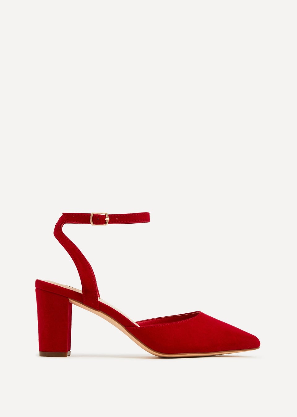 Linzi Carrie Red Faux Suede Mid Height Court Shoe