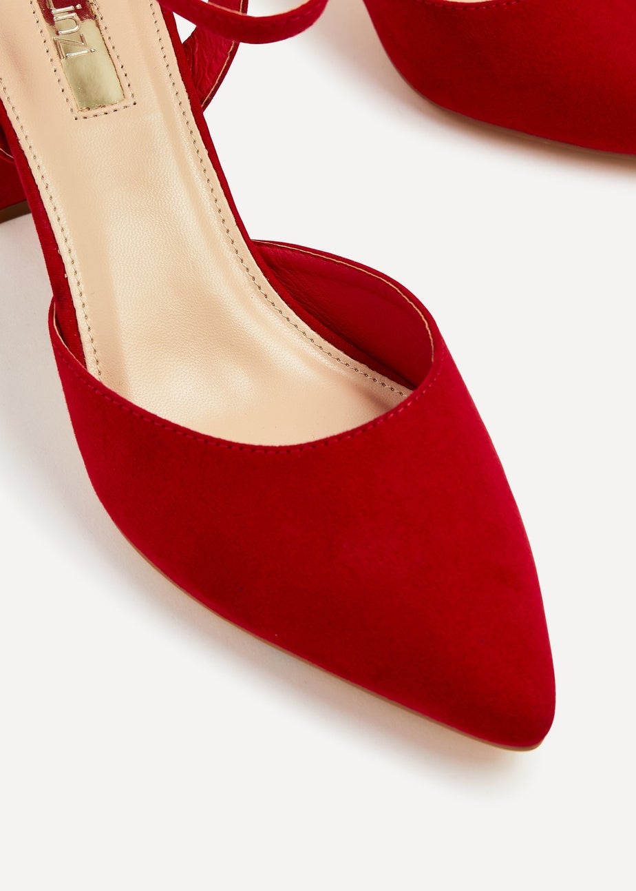 Linzi Carrie Red Faux Suede Mid Height Court Shoe