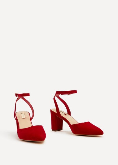 Linzi Carrie Red Faux Suede Mid Height Court Shoe