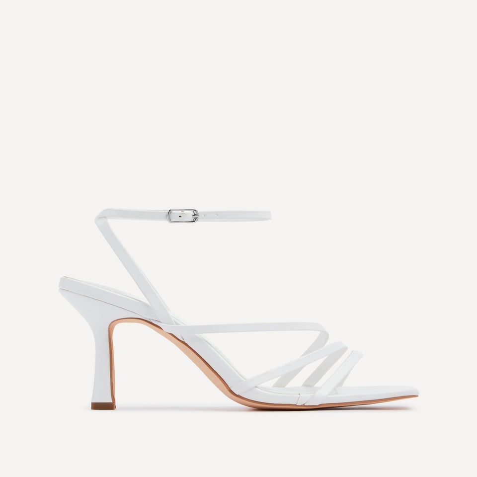Linzi Scarlett White Faux Leather Strappy Heel Sandal