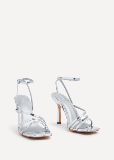 Linzi Scarlett Silver Faux Leather Strappy Heel Sandal