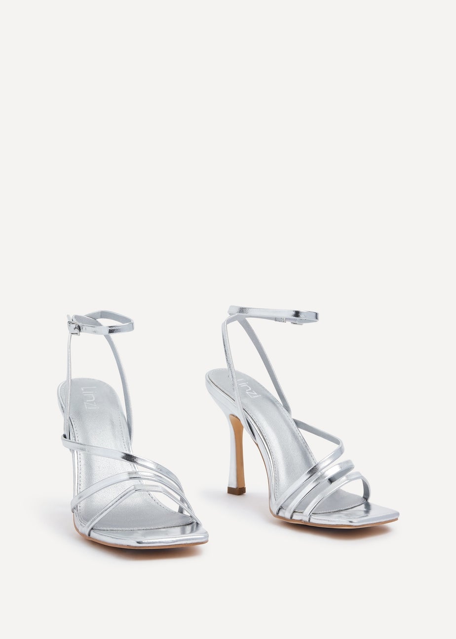 Linzi Scarlett Silver Faux Leather Strappy Heel Sandal