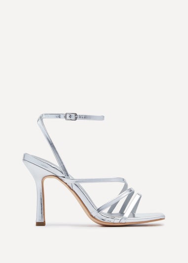 Linzi Scarlett Silver Faux Leather Strappy Heel Sandal