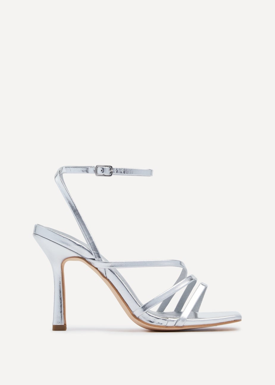 Linzi Scarlett Silver Faux Leather Strappy Heel Sandal