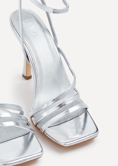 Linzi Scarlett Silver Faux Leather Strappy Heel Sandal