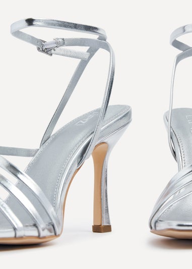 Linzi Scarlett Silver Faux Leather Strappy Heel Sandal