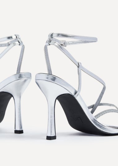 Linzi Savannah Silver Faux Leather Strappy Stiletto High Heel