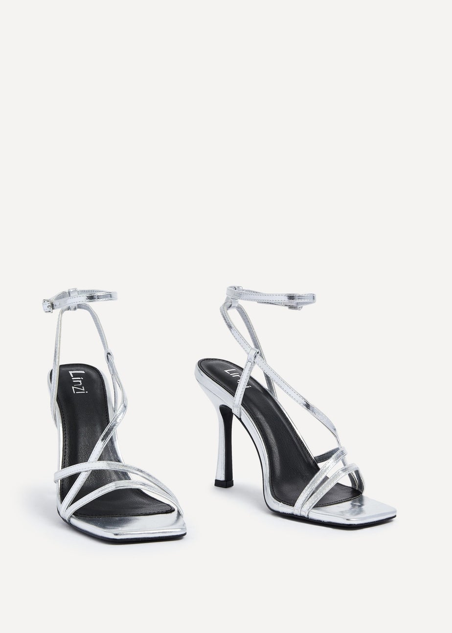 Linzi Savannah Silver Faux Leather Strappy Stiletto High Heel