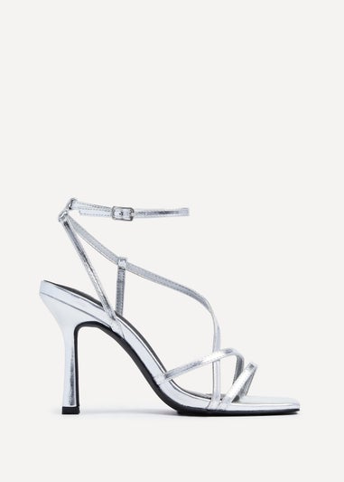 Linzi Savannah Silver Faux Leather Strappy Stiletto High Heel