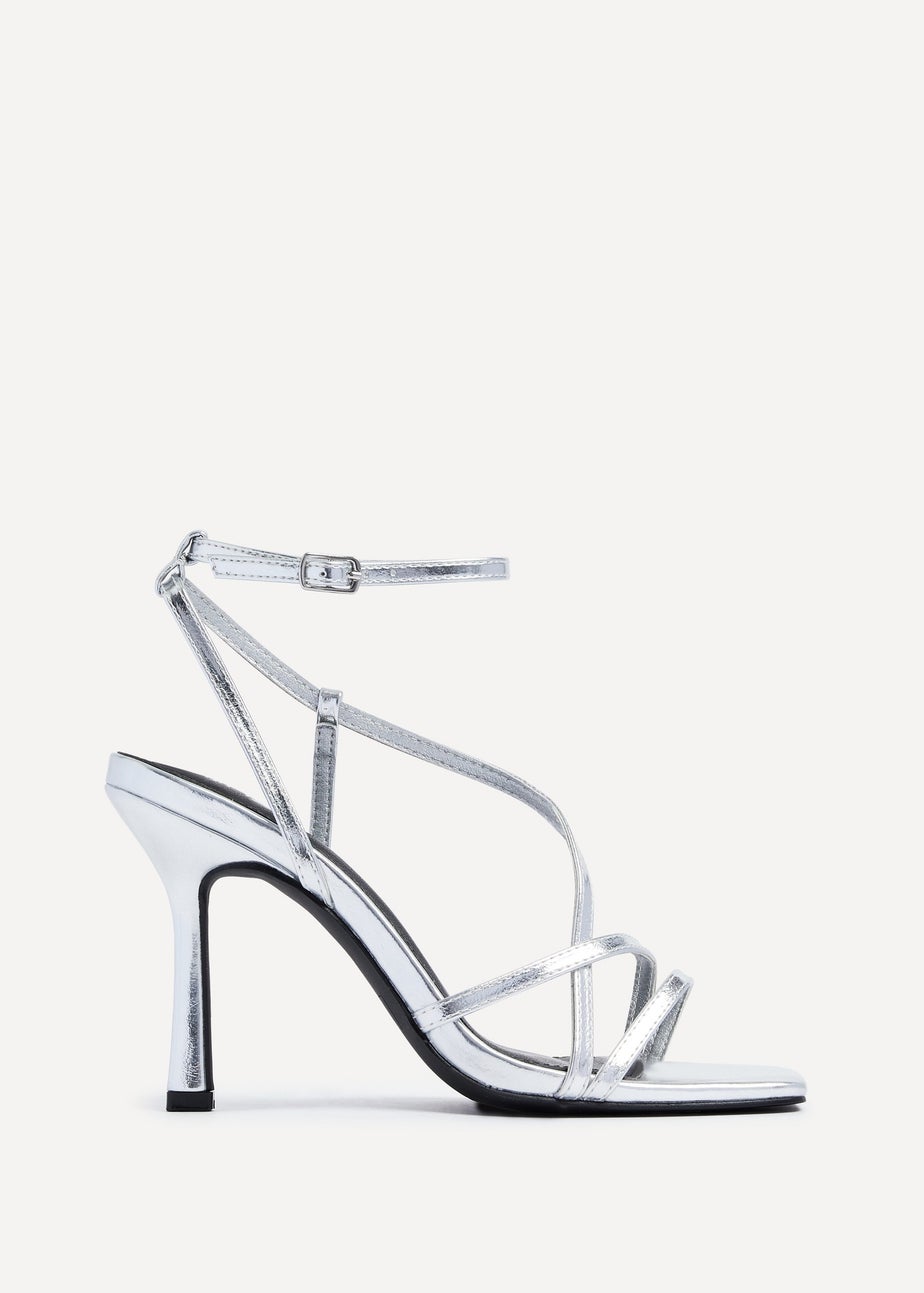 Linzi Savannah Silver Faux Leather Strappy Stiletto High Heel