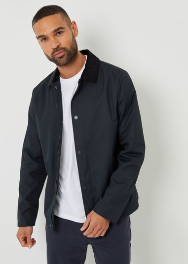 Threadbare Navy Showerproof Corduroy Collar Jacket