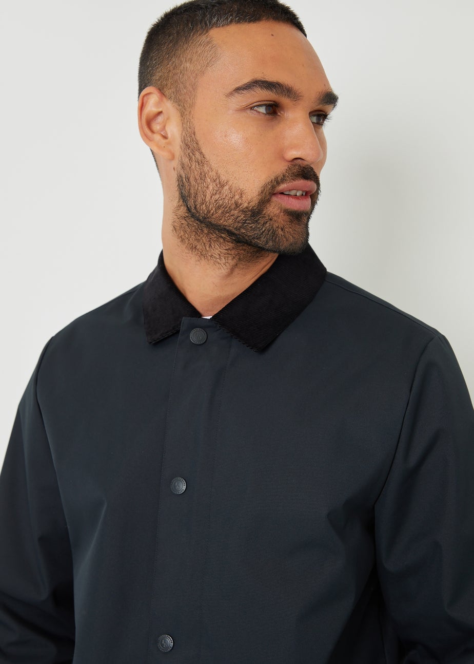 Threadbare Navy Showerproof Corduroy Collar Jacket