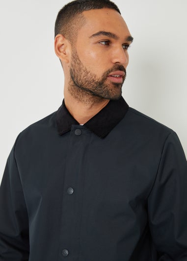 Threadbare Navy Showerproof Corduroy Collar Jacket