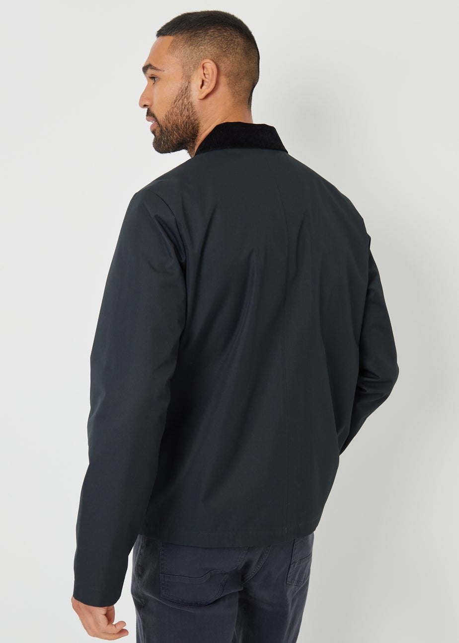 Threadbare Navy Showerproof Corduroy Collar Jacket