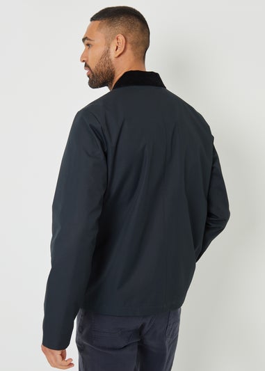 Threadbare Navy Showerproof Corduroy Collar Jacket
