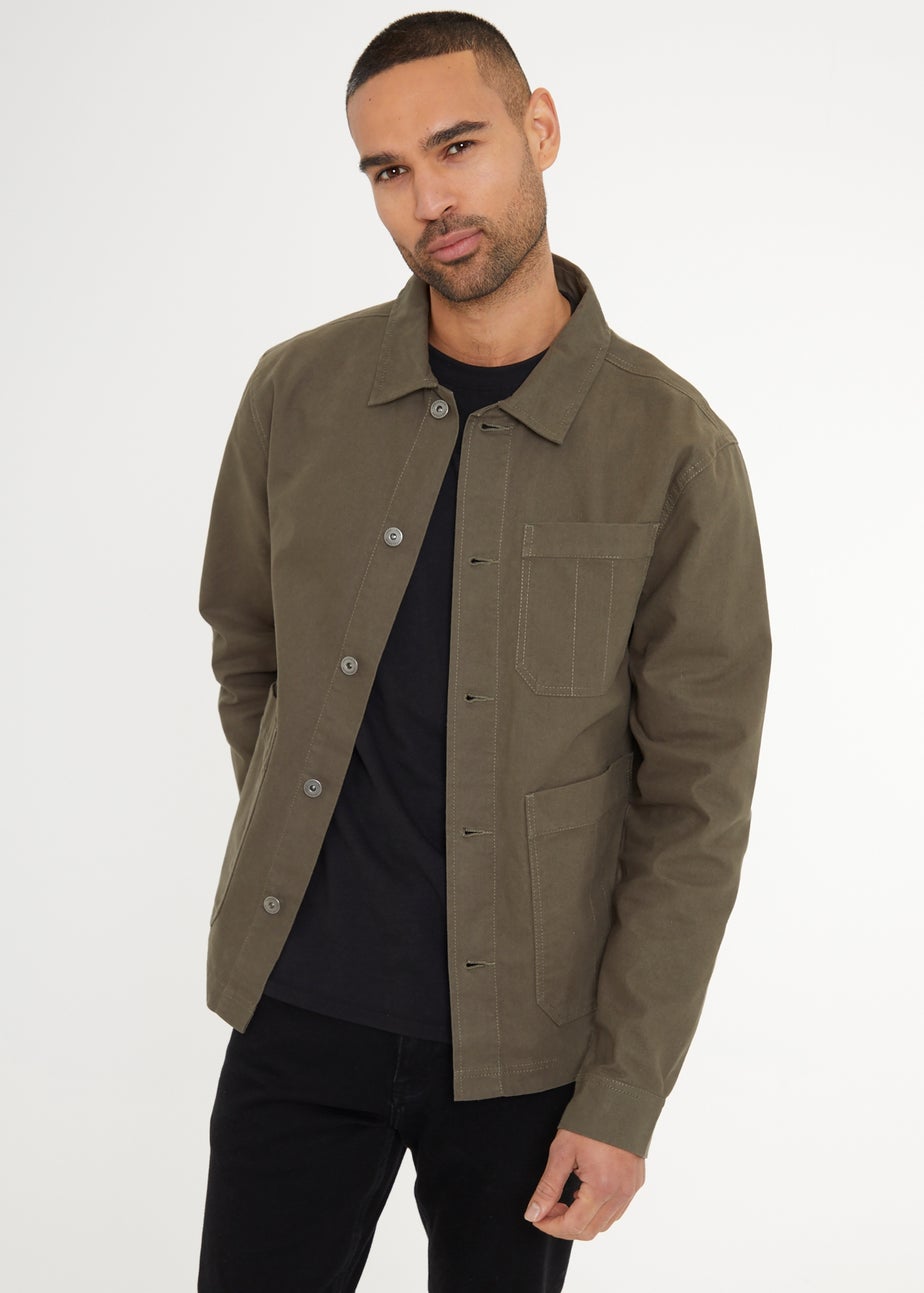 Threadbare Khaki Button Up Lightweight Collared Utility Jacket