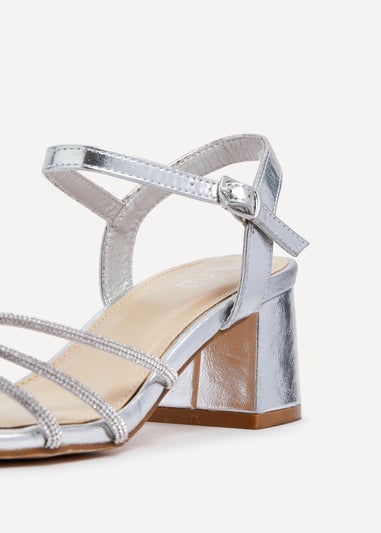 Linzi Carnation Silver Faux Leather Open Back Sandal