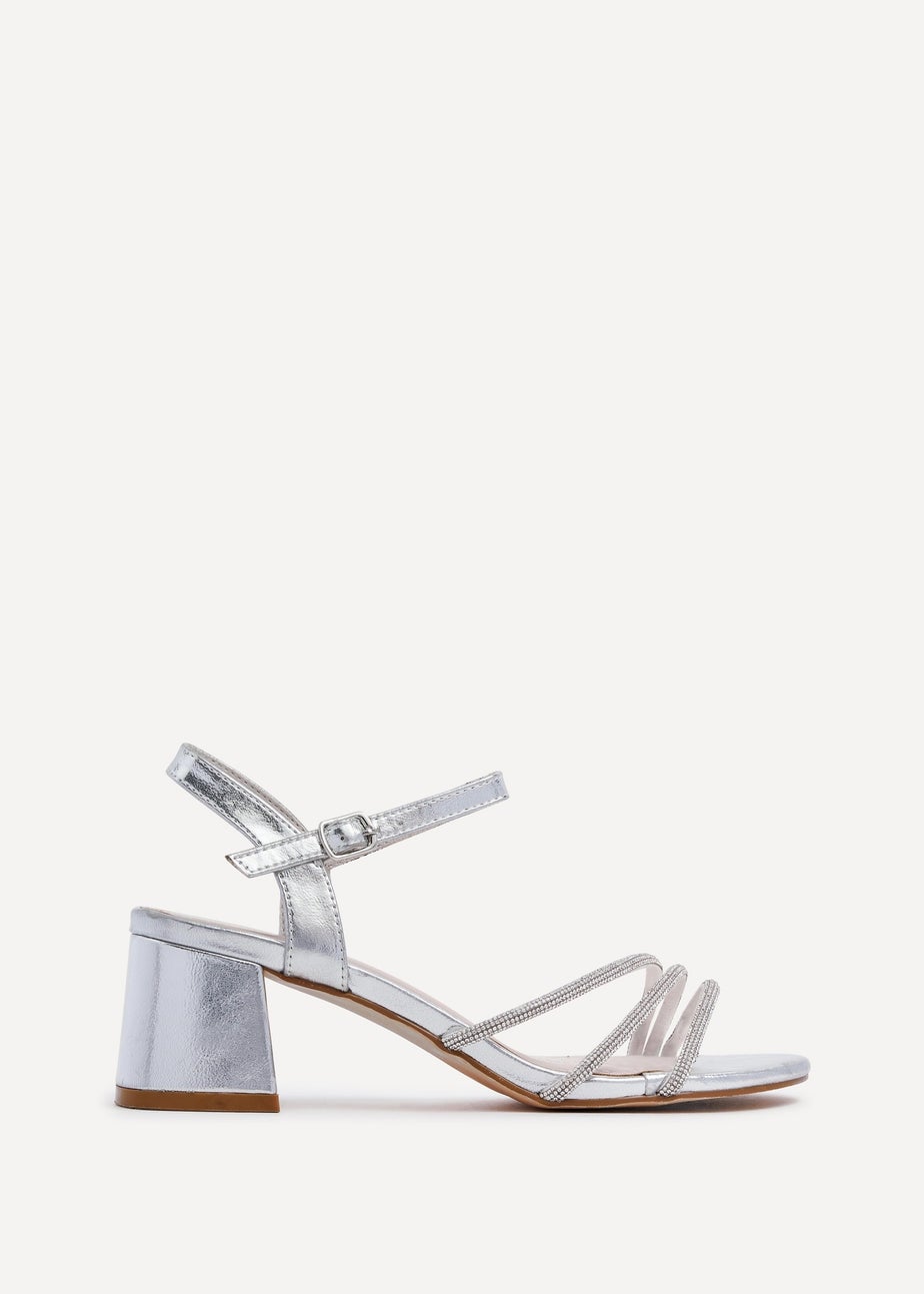 Linzi Carnation Silver Faux Leather Open Back Sandal