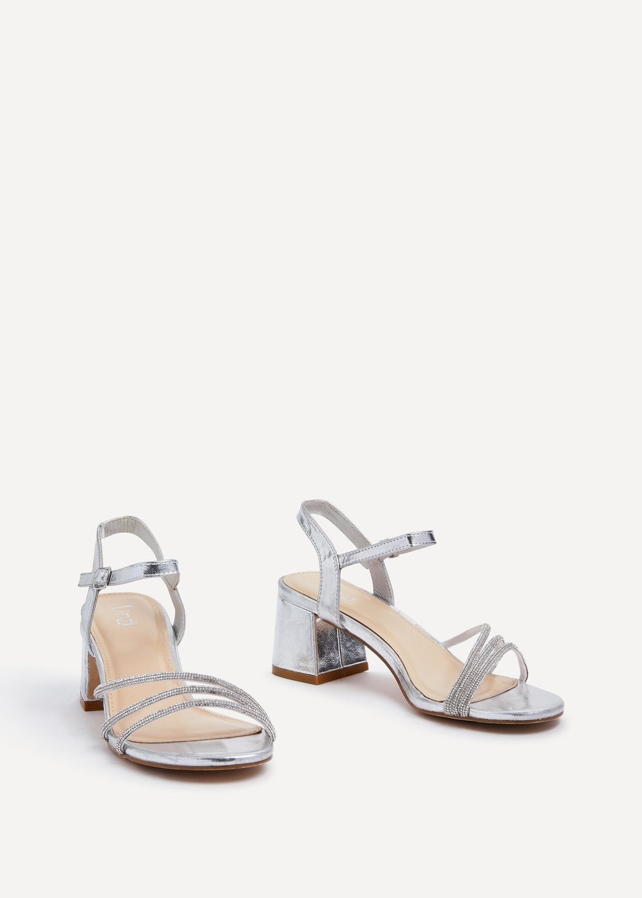 Linzi Carnation Silver Faux Leather Open Back Sandal
